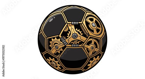Intricate Steampunk Soccer Ball With Visible Gears And Mechanisms
