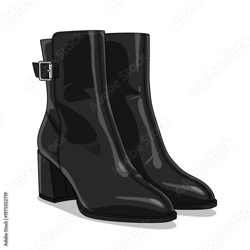 A pair of shiny black boots.