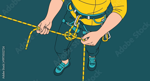 Instructional Graphic Demonstrating Knot Tying For Climbing Adventures