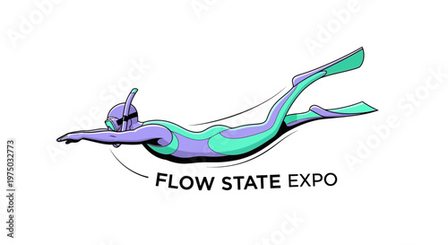 Illustrative Diver Personifying Flow State Concept