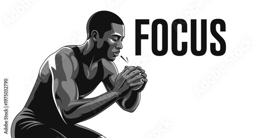 Intense Athletic Focus Determination And Concentration On Success