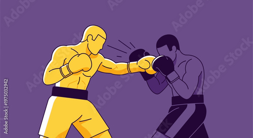 Intense Boxing Match Showdown Illustrates Athletic Competition