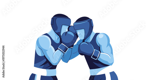 Intense Boxing Match Two Fighters Sparring Clinched Together