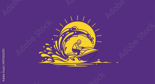 Jet Ski Rider Plunges Through Wave Under Bright Sun