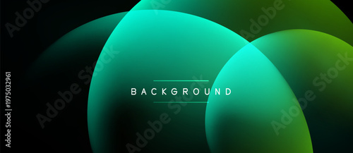 Abstract background features overlapping circles. Gradient colors shift from dark green to teal. Text reads BACKGROUND centered within design.