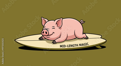 Joyful Pig Surfing Aboard A Surfboard With A Caption