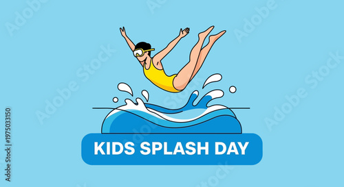 Joyful Child Diver Celebrates Kids Splash Day Event