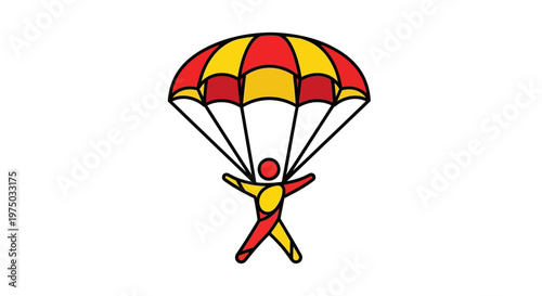 Joyful Skydiver Descends with Brightly Colored Parachute