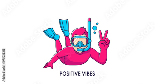 Joyful Diver Exuding Positivity underwater Adventure and Peace Symbol