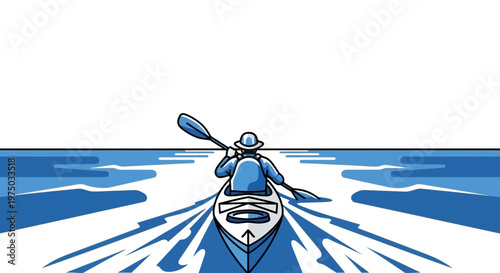 Kayaking Adventure On Calm Waters With Paddle Strokes Creating Ripples