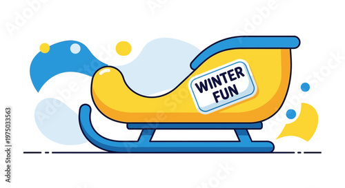 Joyful Winter Sledding Adventure Scene Illustration Graphic