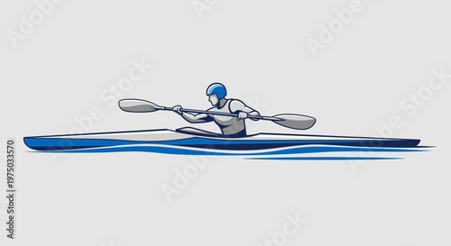 Kayaking Athlete Skillfully Paddles Through Dynamic Blue Waters