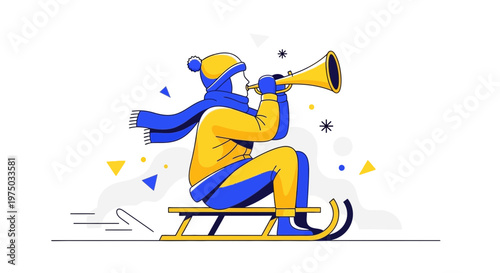 Joyful Winter Sledding Adventure With Musical Fanfare