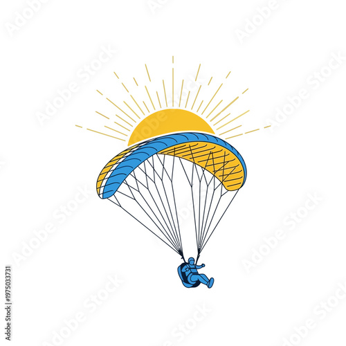 Joyful Paraglider Soaring Under a Radiant Sunburst