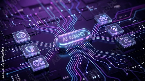 Abstract circuit board network a futuristic digital landscape with glowing connections and data streams