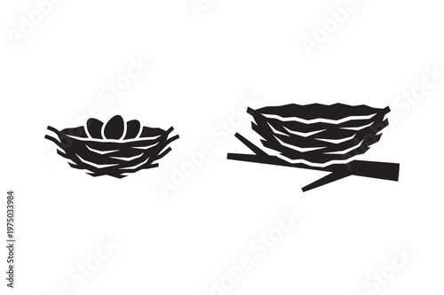 Bird nest silhouette for nature habitat