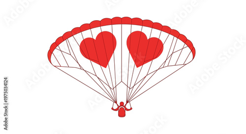 Love Is In The Air Hearts Parachute Descent Vector Graphic