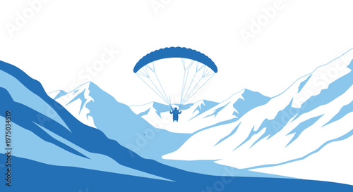 Majestic Mountain Paragliding Adventure Under Crisp Blue Skies