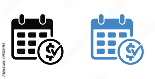 Subscription billing multi purpose icon set, automatic payment, monthly billing cycle and invoice symbols for finance dashboards and business management vector illustration.