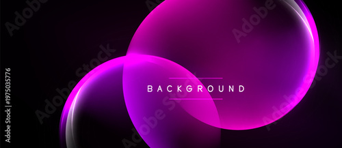 Abstract pink, purple layers overlap black background. Modern design features glowing curves, text reads background. Simple, elegant composition.