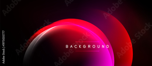 Abstract design features vibrant red, pink gradients. Overlapping curves create dynamic visual effect against dark backdrop. Text reads background.