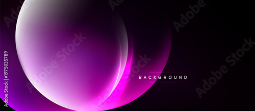 Abstract purple design. Smooth curves create dynamic light effect against dark backdrop. Minimalist aesthetic, modern presentation.