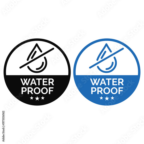 Waterproof Badge Round Icon Vector Sign Set