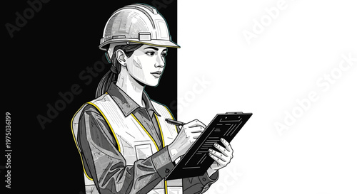 Female engineer or technician with tablet.