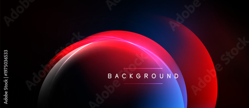Abstract fluid shapes, redblue gradient, dark background. Modern design element, dynamic composition, simple text overlay.