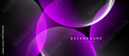 Abstract purple design. Overlapping circles create dynamic, modern background. Gradient shades offer depth, visual interest.