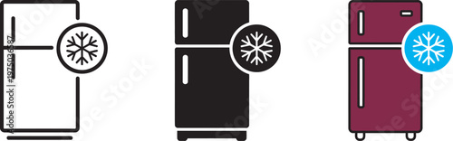 Smart fridge icon, modern refrigerator with WiFi app touchscreen symbols smart home connected appliances kitchen technology digital vector illustration