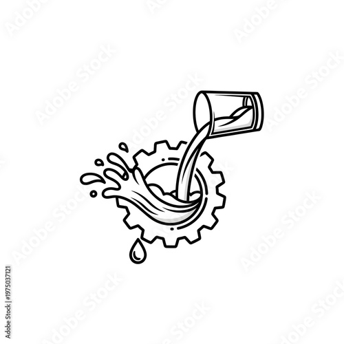 pouring oil into a gear.