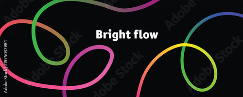 Bright flow abstract colorful light trails on black background