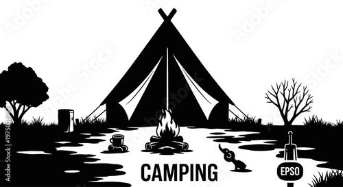 Camping Tent with Fire Pit.