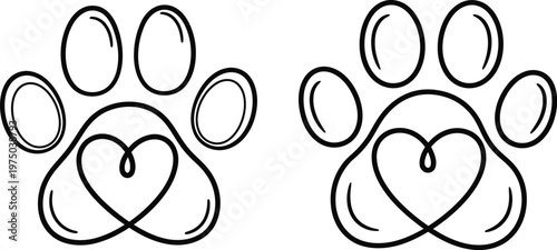 Title two black and white paw prints a simple illustration of animal tracks description a clean black and white illustration depicts two