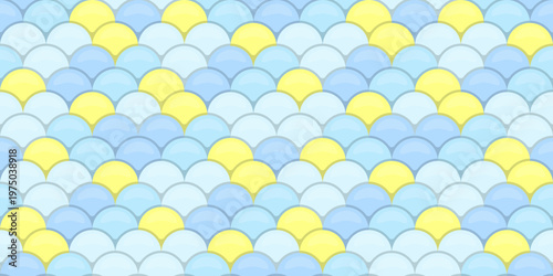 Serene pastel blue and yellow scales pattern.  Perfect for background, textile design, or branding.  Subtle, elegant, and versatile, this image evokes calmness and tranquility.