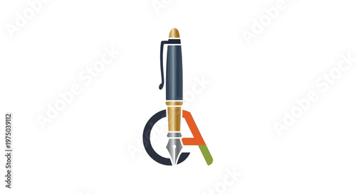 Professional fountain pen logo design with letters C and A on white background