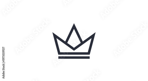 Minimalist black crown icon with modern geometric design on white background