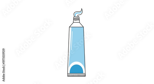 Illustration of a blue toothpaste tube with paste isolated on white background