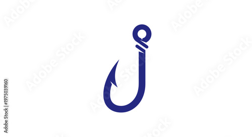 Blue fish hook icon logo isolated on white background