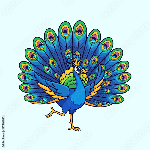 Vibrant peacock displaying colorful plumage proudly.