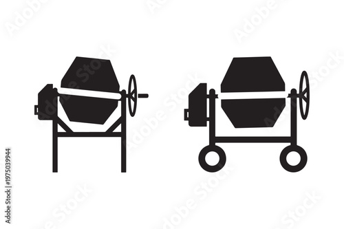 Concrete mixer silhouette for construction work