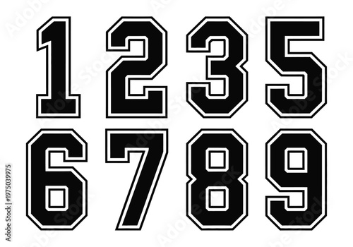 Number set vector illustration, bold monochrome digits 0 to 9 in clean minimalist style for print, web, typography, branding, user interface design, and modern digital projects