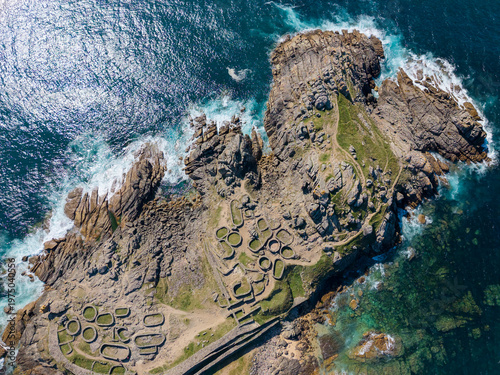 Castro de baroña celtic hillfort ruins on atlantic coastline
