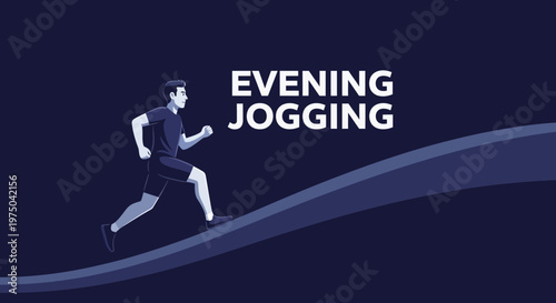 Man Jogging Upward In Evening Darkness