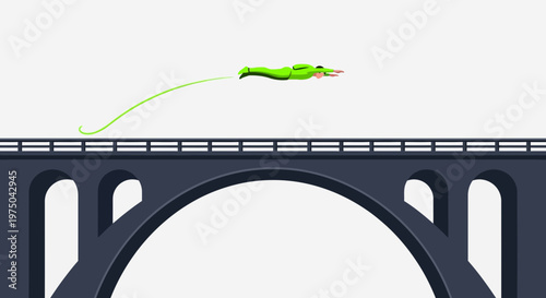 Man Soaring Through Sky In Wingsuit Over Bridge Adventure