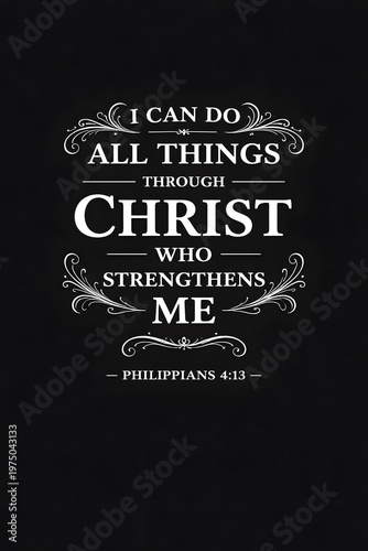Inspirational quote about faith and strength from Philippians displayed in a simple design