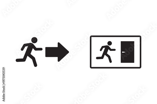 Fire exit sign icon for emergency direction