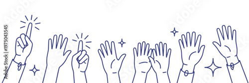 Hands Raised In Celebration Or Applause With Sparkle Accents Keywords: hands, raised, clapping
