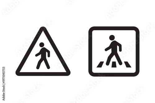 Pedestrian sign icon for road safety